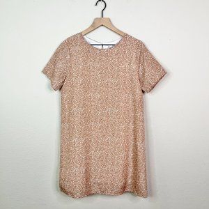 She & Sky Women's Cheetah Pink Cream Short Sleeve Dress Size Small Keyhole